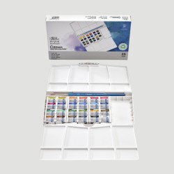 Set Acquerelli Cotman Winsor&Newton, 24 mezzi Godet e pennello