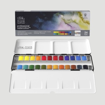 Set Professional Watercolour Winsor&Newton, 24 mezzi godet