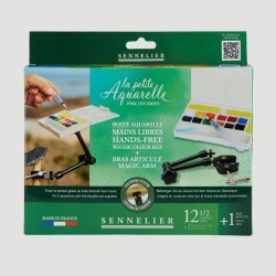 Set Acquerelli La Petit Aquarelle Senellier, 12 mezzi godet + braccio snodabile
