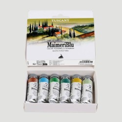 Set Acquerelli Maimeri Blu Tuscany, 6 tubi da 12ml