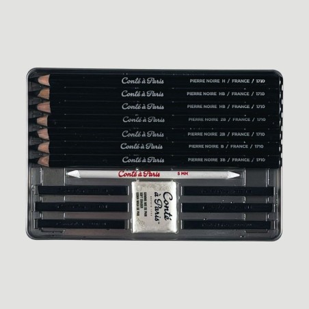 Set Schizzo Pierre Noire Conté à Paris, 15 pezzi