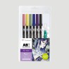 Set 6 Pennarelli Dual Brush Manga Moon Tombow, con water brush