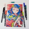 Set 6 Pennarelli Dual Brush Manga Wind Tombow, con water brush
