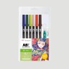 Set 6 Pennarelli Dual Brush Manga Wind Tombow, con water brush