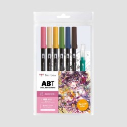 Set 6 Pennarelli ABT Dual Brush Manga Flower Tombow, con water brush