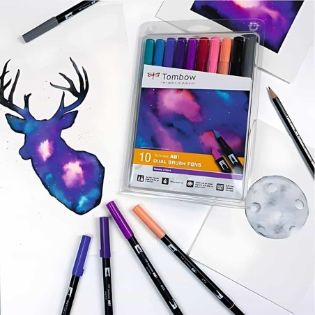 Set 10 Pennarelli ABT Dual Brush Tombow, Colori Galaxy