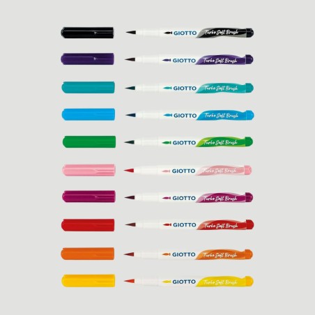 Confezione Pennarelli Giotto Turbo Soft Brush, 10 colori
