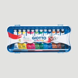 Confezione Tempera Ultra Fine Giotto, 12 colori da 12ml + pennello