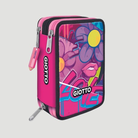 Astuccio 3 Zip Young Street Love Giotto, colore rosa