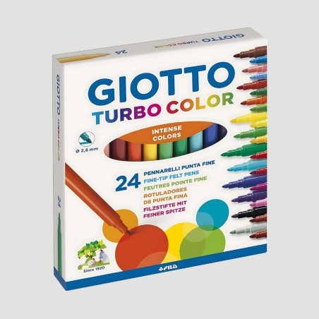 Confezione Pennarelli Punta Fine Giotto Turbo Color, 24 colori