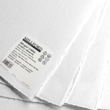 Fogli sfusi per acquerello Millford, 56x76 grana fine 100% cotone 300gr