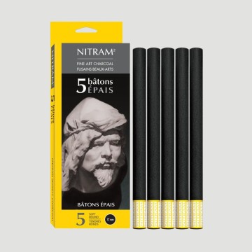 Confezione 5 Carboncini Tondi Extra Morbidi Nitram, diametro 12mm