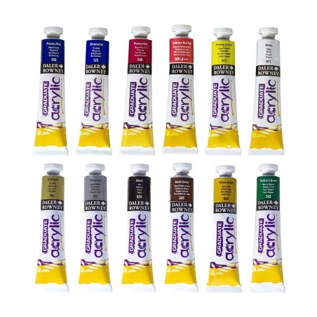 Set Colori Acrilici Graduate Daler Rowney, 12 tubetti da 22ml