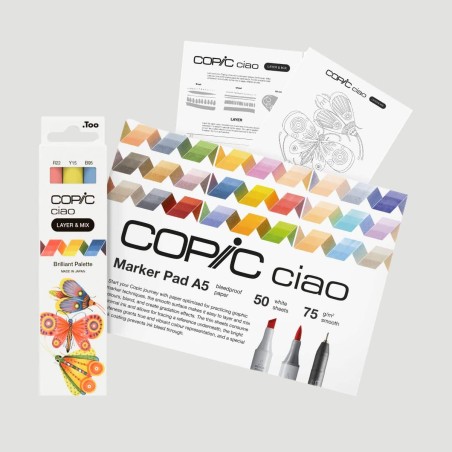 Starter Set 3 Marker Copic Ciao Layer&Mix Brilliant, con album A5