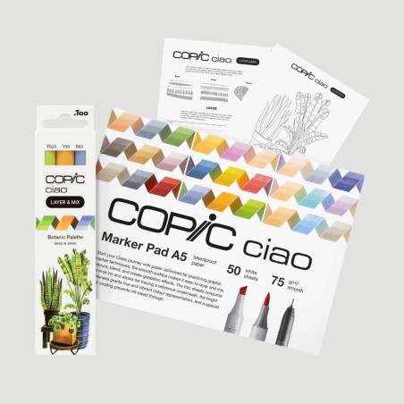 Starter Set 3 Marker Copic Ciao Layer&Mix Botanic, con album A5