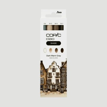 Set 3 Marker Copic Ciao Dark Warm Grey, toni di grigio caldo scuro con 1 Copic Multiliner