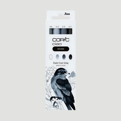 Set 3 Marker Copic Ciao Dark Cool Grey, toni di grigio freddi scuri con 1 Copic Multiliner