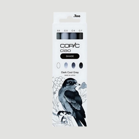 Set 3 Marker Copic Ciao Dark Cool Grey, toni di grigio freddi scuri con 1 Copic Multiliner