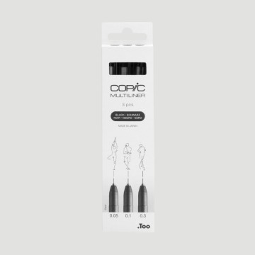 Set 3 Copic Multiliner Fine, colore nero