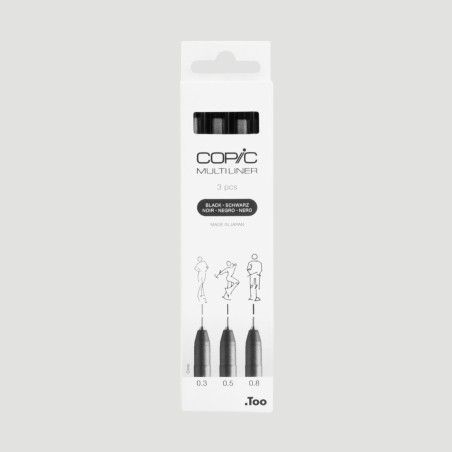 Set 3 Copic Multiliner Medium, colore nero