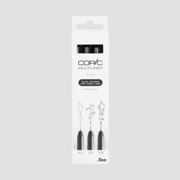 Set 3 Copic Multiliner Medium, colore nero