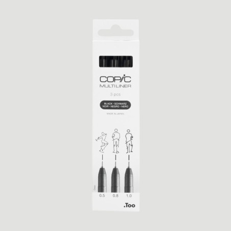 Set 3 Copic Multiliner Broad, colore nero