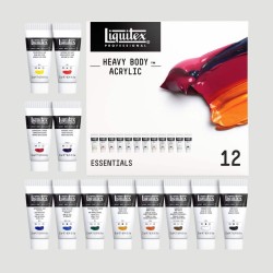 Set 12 Colori Acrilici Heavy Body Liquitex, tonalità essenziali formato 22ml