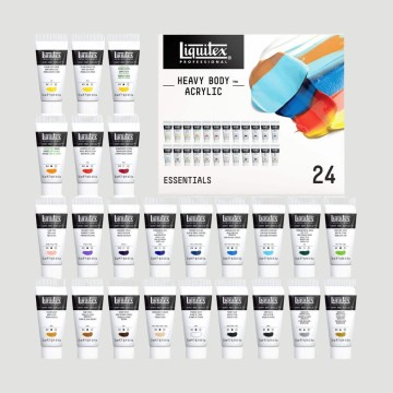 Set 24 Colori Acrilici Heavy Body Liquitex, tonalità essenziali formato 22ml