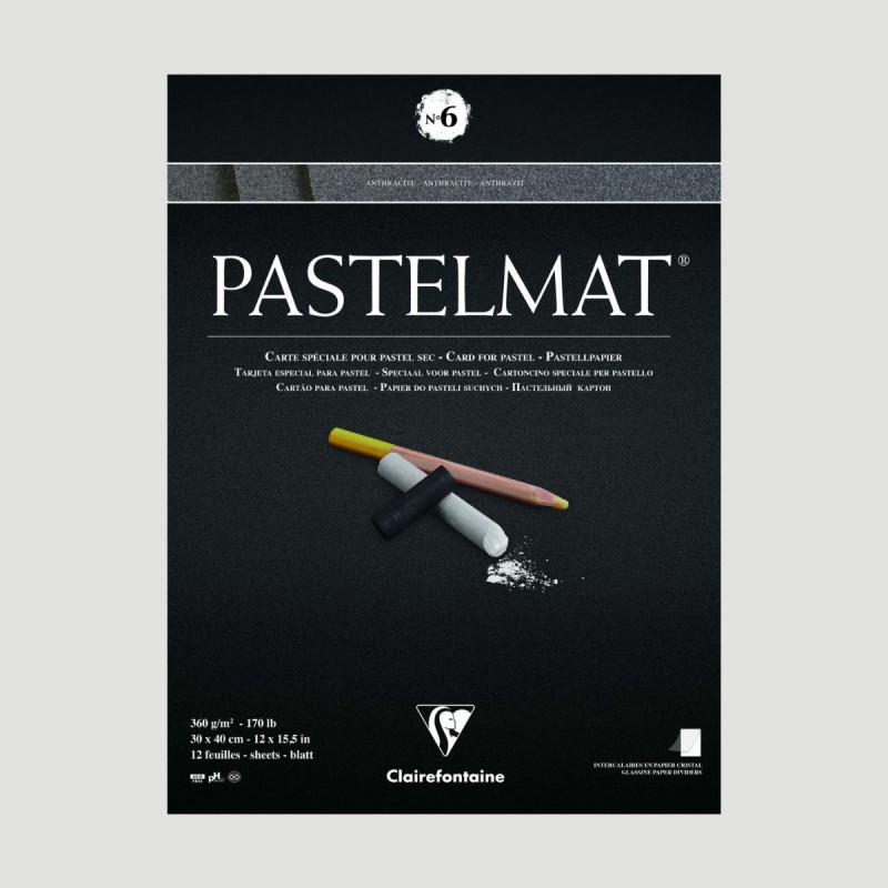 Album Pastelmat 6 Clairefontaine - 12 fogli Antracite da 360gr