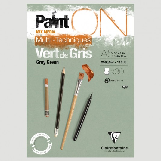 Blocco Paint On Grigio Verde Clairefontaine, per paesaggi naturali