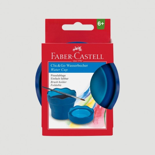 Bicchiere per l'acqua Clic&Go Faber-Castell, in Silicone Blu