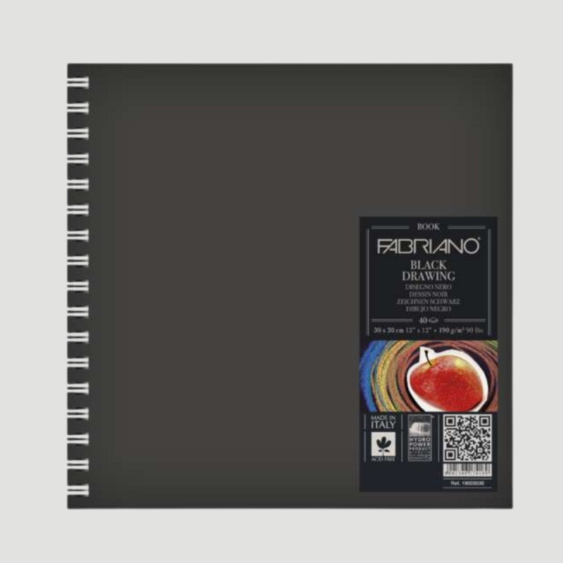 Taccuino Sketchbook Nero da Disegno Black Drawing Book Fabriano, formato quadrato in cellulosa