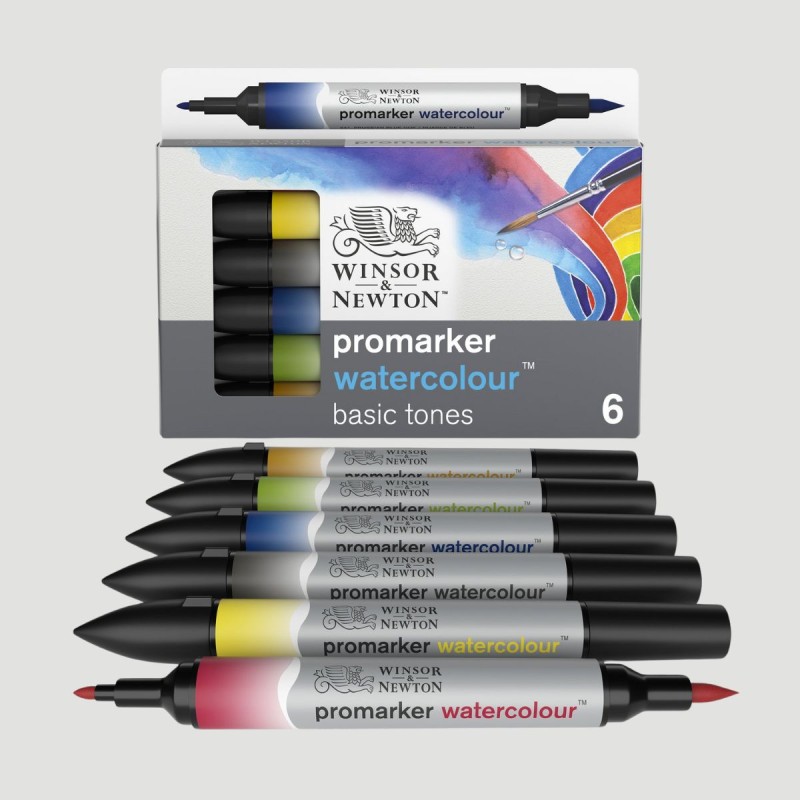Set 6 Promarker Watercolour Winsor&Newton, colori di base