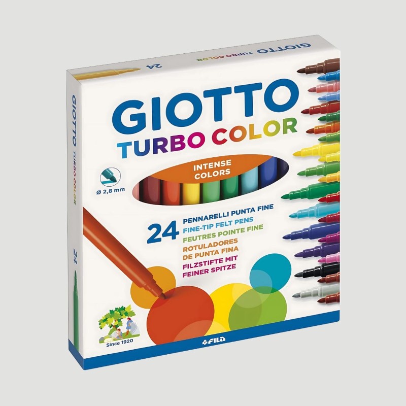 Confezione Pennarelli Punta Fine Giotto Turbo Color, 24 colori